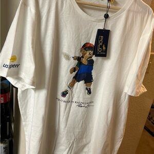 Mens Custom Slim Fit 2024 US Open Tennis Polo Bear T-shirt by Polo Ralph Lauren